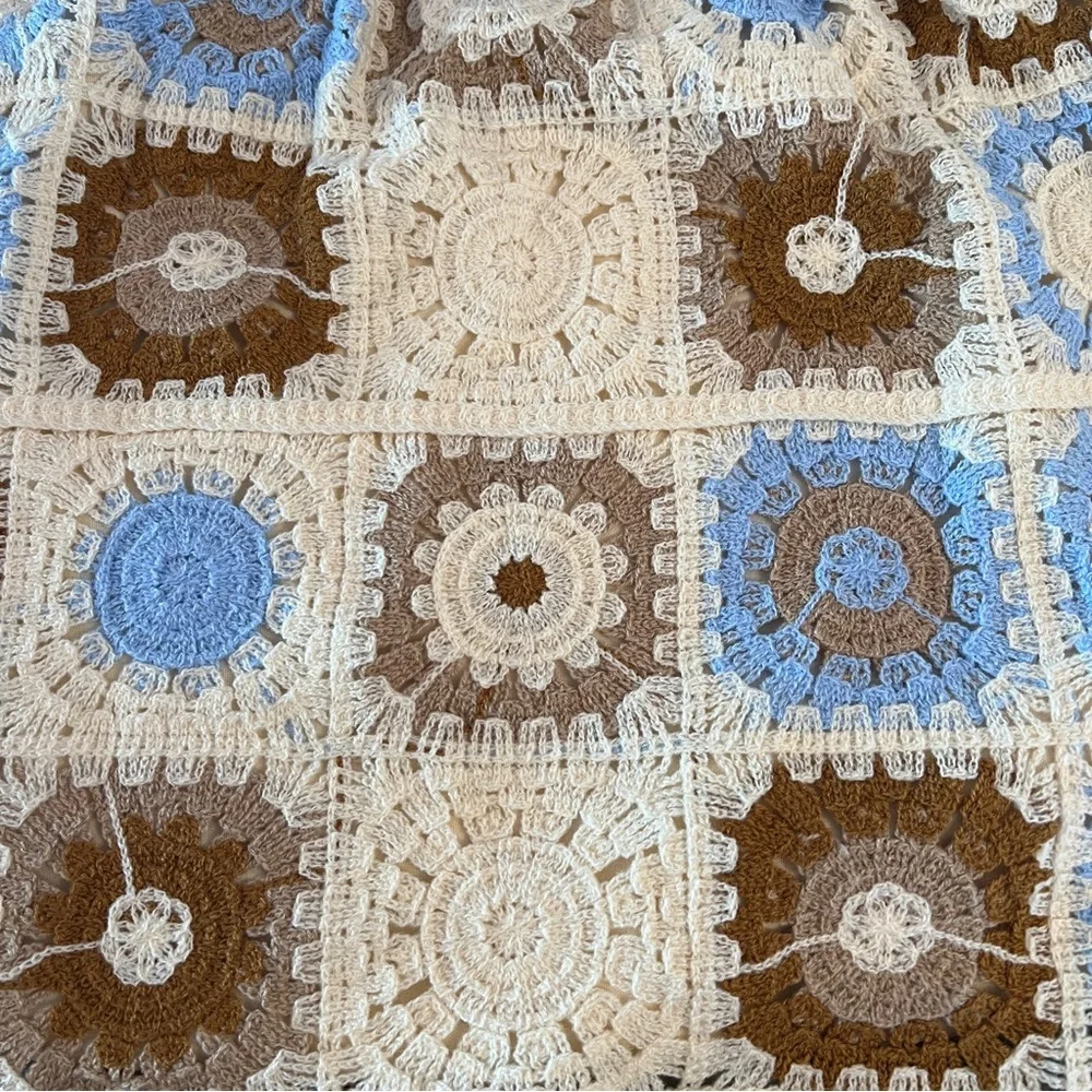 Boho Crochet 2-Piece Set Sunburst Knit Top & Skirt - Picture 9 of 11